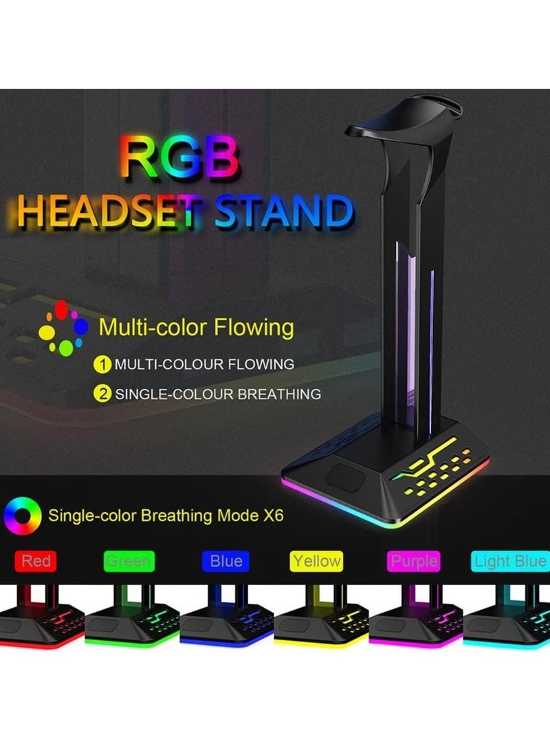 General Headphone Stand Headphone Holder RGB Headphone Holder Rack Gaming Headphone Display Stand Type-C Port Dual USB Output Headphone Stand Headphone Holder  - Image 4