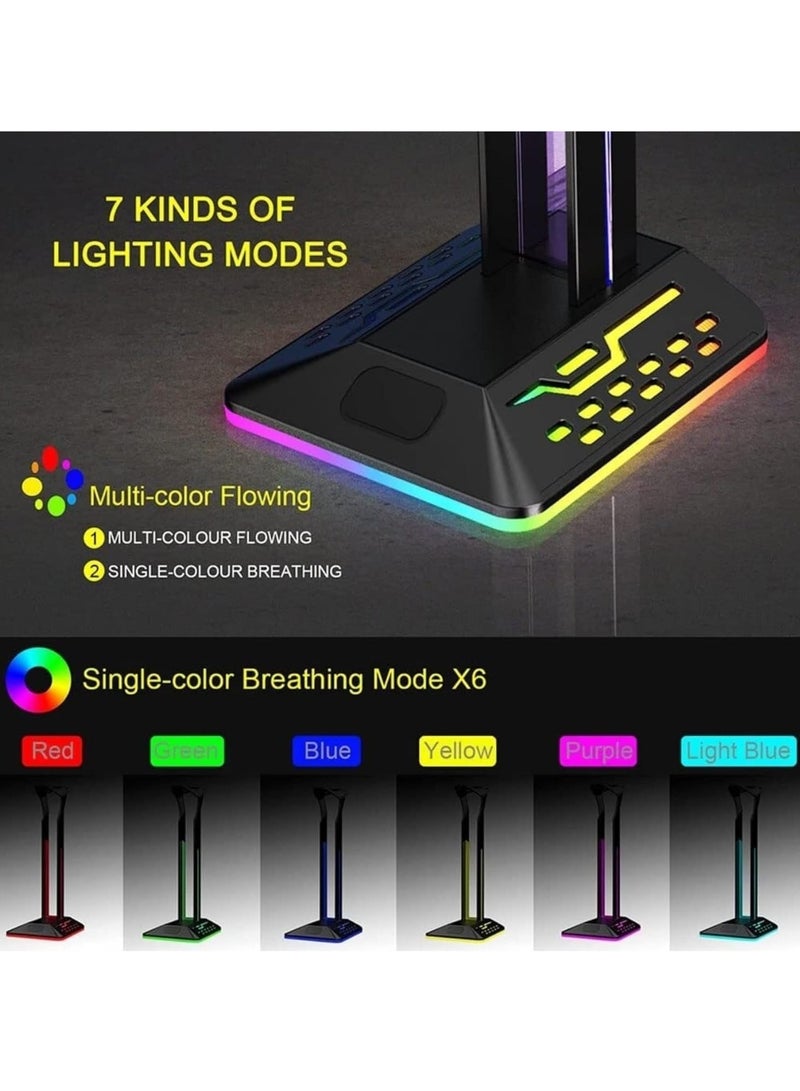 General Headphone Stand Headphone Holder RGB Headphone Holder Rack Gaming Headphone Display Stand Type-C Port Dual USB Output Headphone Stand Headphone Holder  - Image 5