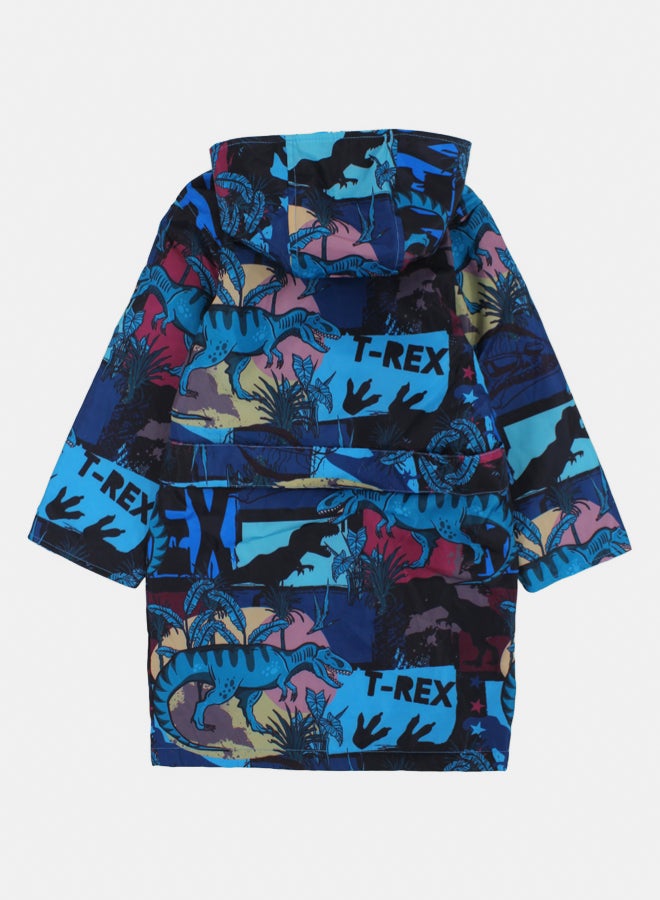 I.Wear I.Wear T-Rex Boys Blue Waterproof Swim Robe  - Image 2