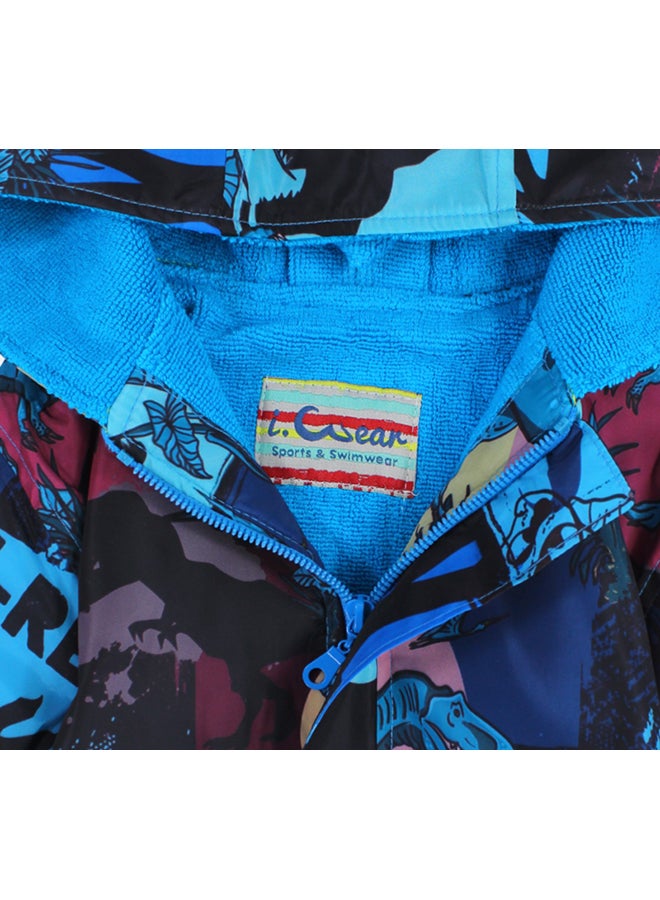 I.Wear I.Wear T-Rex Boys Blue Waterproof Swim Robe  - Image 3