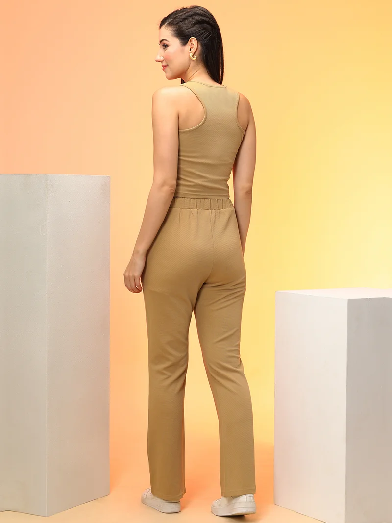 globus Women Round-Neck Crop Top With Trouser Co-Ords