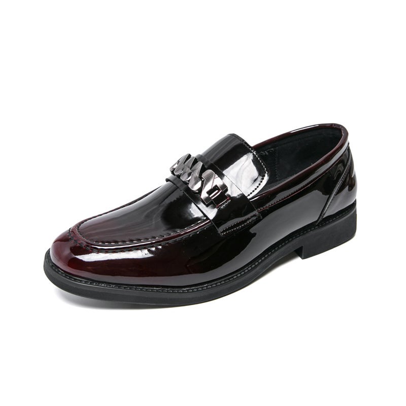 Men'S Large Leather Shoes Thick Sole Heightening Patent Leather Glossy Casual Thick Heel Loafers Hairstylist Trend - Image 1