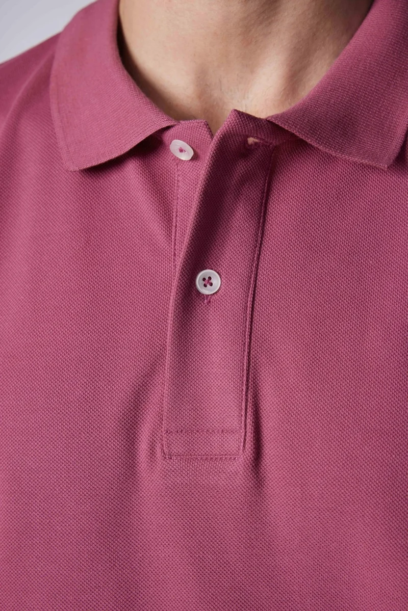 تودورس Men's Slim Fit Narrow Cut 100% Cotton Plain Pique Purple Polo Neck T-Shirt