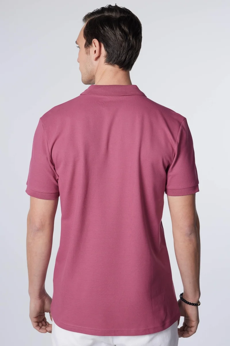 تودورس Men's Slim Fit Narrow Cut 100% Cotton Plain Pique Purple Polo Neck T-Shirt