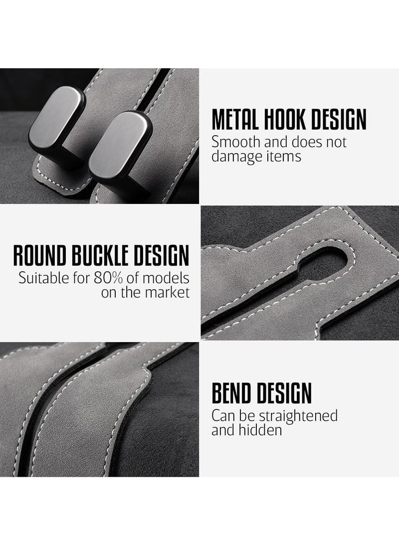 SYOSI Leather Car Seat Headrest Hooks, 2 in 1 Multi-Functional Double Hooks for Car Seat Back, Ideal for Purse, Coats, Umbrellas, Grocery Bags, Brown 2PCS - Image 4
