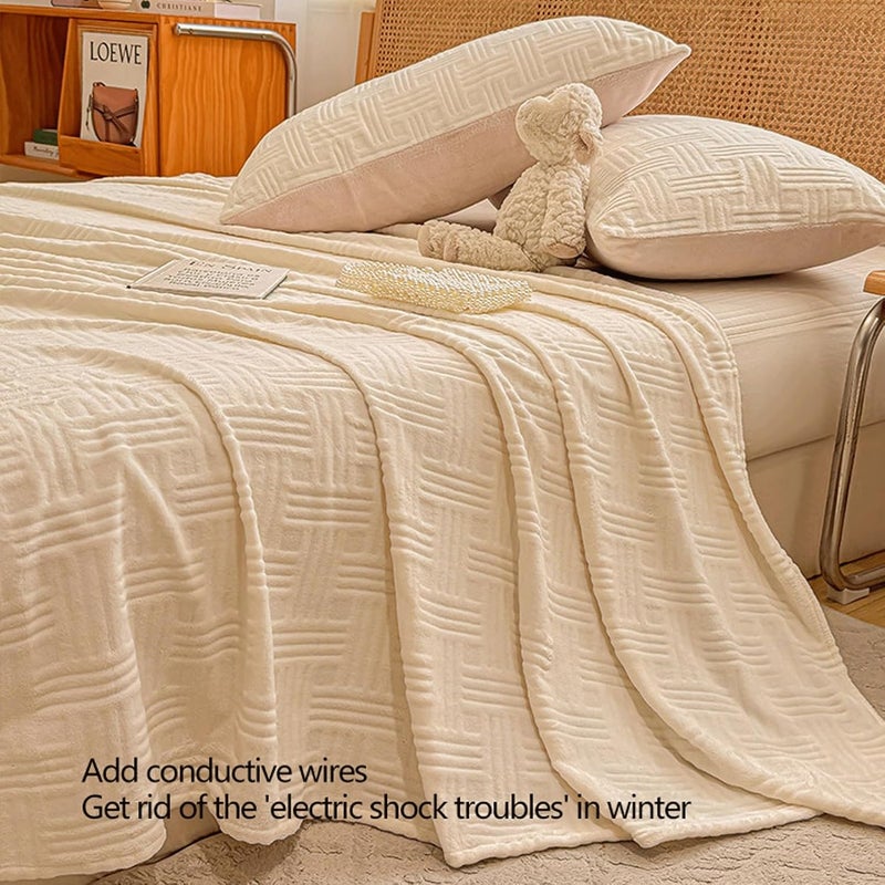 Velvet Flat Sheet Twin Full Queen Soft Plush Fleece Top Sheet Cozy Comfy Warmth Flannel Bed Sheet for Fall Winter(Cream,120x230cm) - Image 4