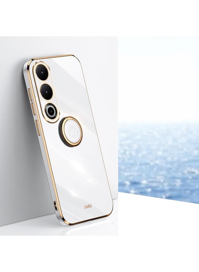 erorex For OnePlus Ace 3V XINLI Straight Edge 6D Electroplate TPU Phone Case with Ring Holder(White)
