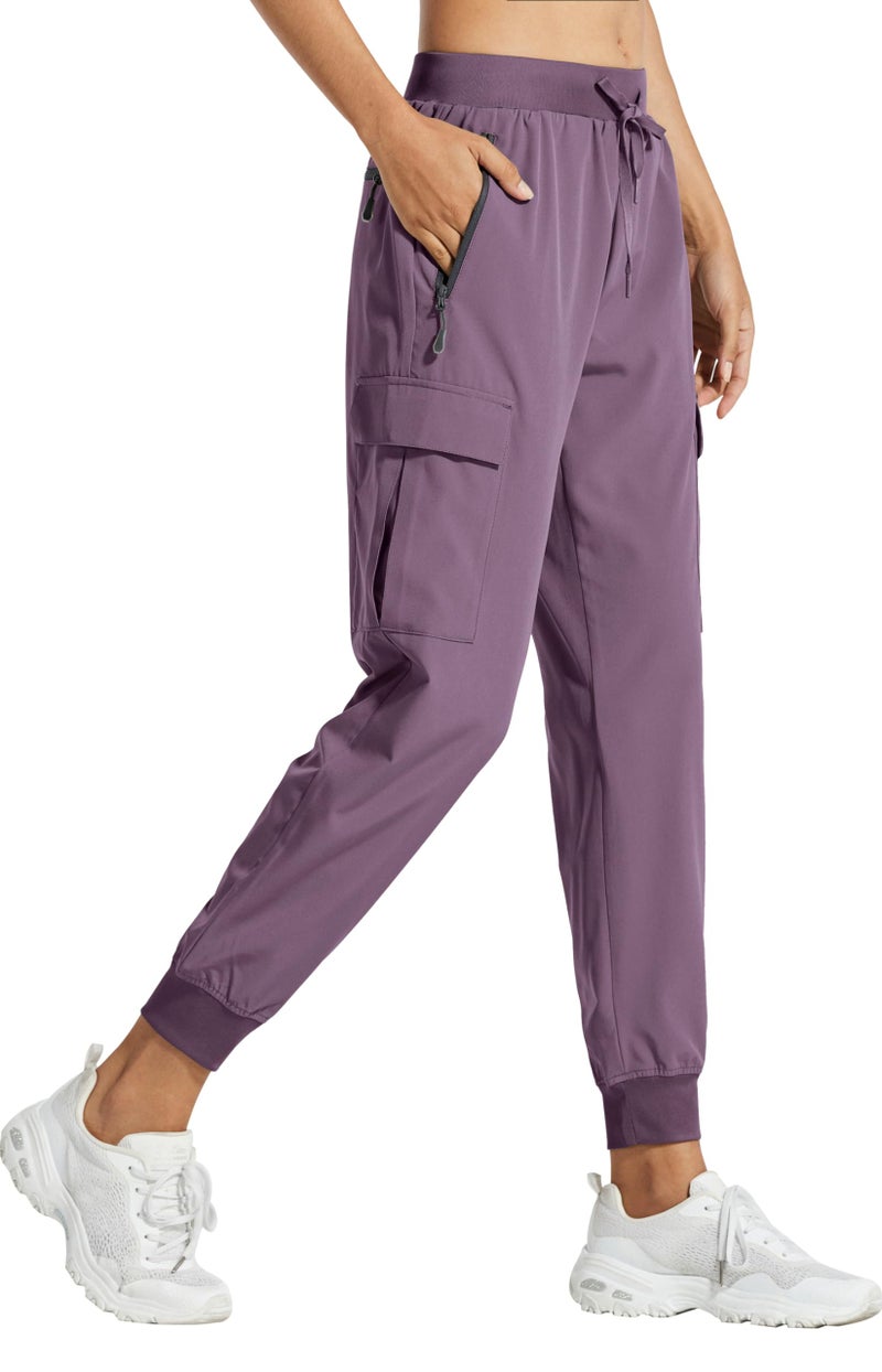 Libin Women's Cargo Joggers Lightweight Quick Dry Hiking Pants Athletic Lounge Casual Travel, Vintage Purple S - Image 1