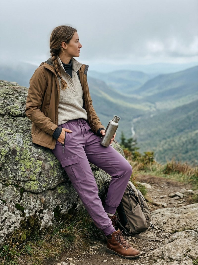 Libin Women's Cargo Joggers Lightweight Quick Dry Hiking Pants Athletic Lounge Casual Travel, Vintage Purple S - Image 2