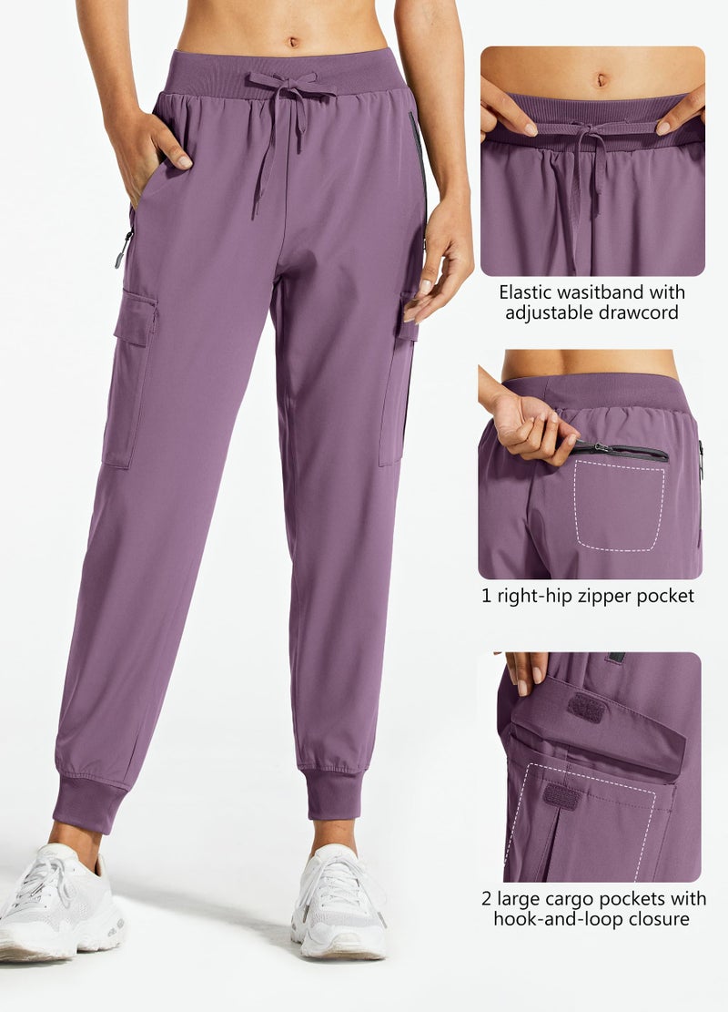 Libin Women's Cargo Joggers Lightweight Quick Dry Hiking Pants Athletic Lounge Casual Travel, Vintage Purple S - Image 4