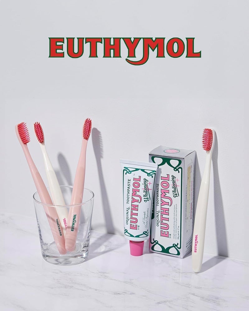 Euthymol Whitening Toothbrush (Pink), Compact Small Full Head, High-Strength Micro Soft bristles, Deep Cleaning, Sensitive Gums Teeth, Daily Oral Enamel Dental Care-4 Packs - Image 4