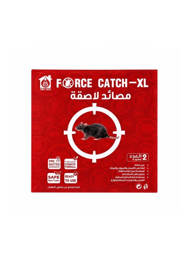 Force Catch XL Glue Trap - High-Strength Professional Adhesive for Rats and Fleas - Pre-Baited, Non-Toxic, and Poison-Free - 1 Pack Containing 2 Large Sticky Sheets - Image 2