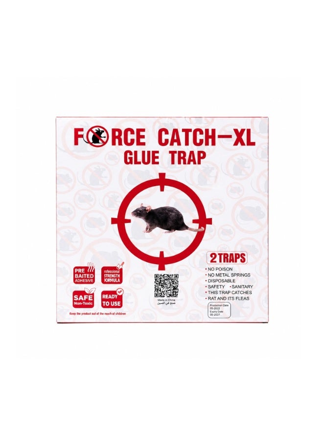 Force Catch XL Glue Trap - High-Strength Professional Adhesive for Rats and Fleas - Pre-Baited, Non-Toxic, and Poison-Free - 1 Pack Containing 2 Large Sticky Sheets - Image 1