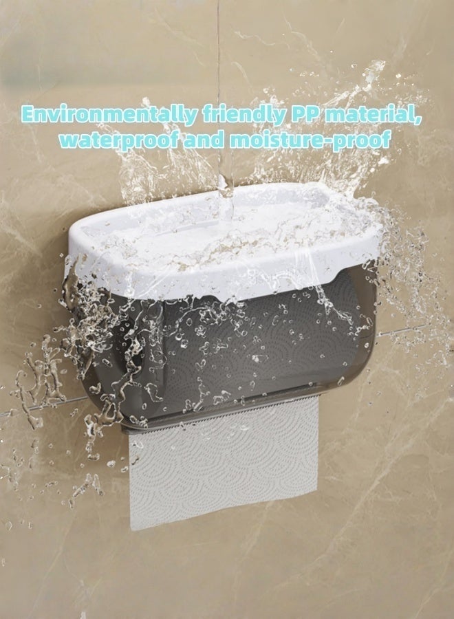Wall-Mounted Tissue Box,Waterproof Tissue Container,Waterproof Toilet Paper Box for Bathroom Wall Mounted Storage Box,Installation without drilling holes,for Bathroom Kitchen Living Room - Image 4