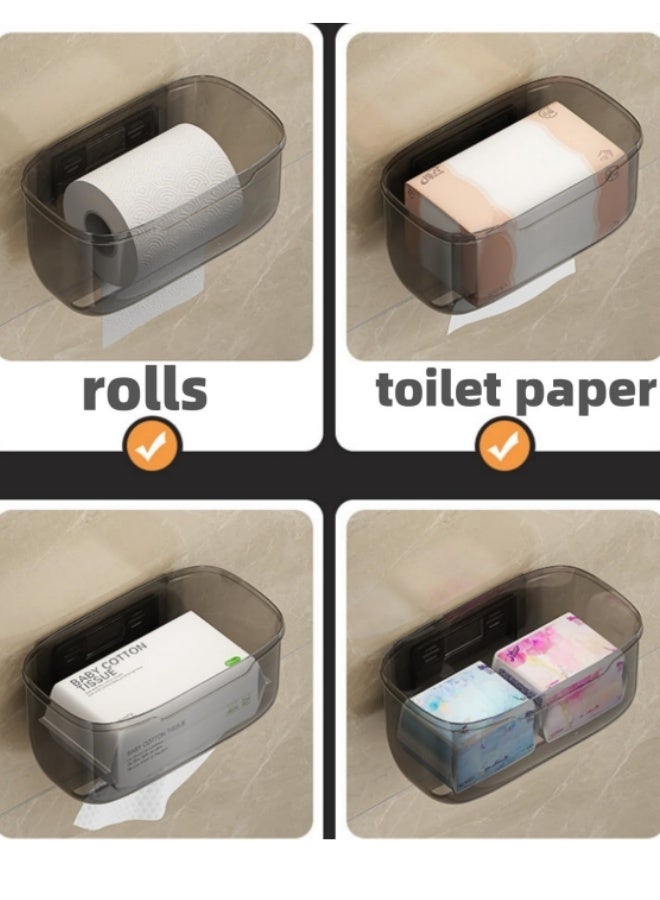 Wall-Mounted Tissue Box,Waterproof Tissue Container,Waterproof Toilet Paper Box for Bathroom Wall Mounted Storage Box,Installation without drilling holes,for Bathroom Kitchen Living Room - Image 5