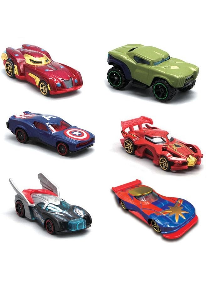 Marvel Heroes 6-Pack Marvel Avengers Series Alloy Toy Car, Superhero Concept Car Model, Simulation Model Car Racing Car Toys for Children Gift Collectible  - Image 1