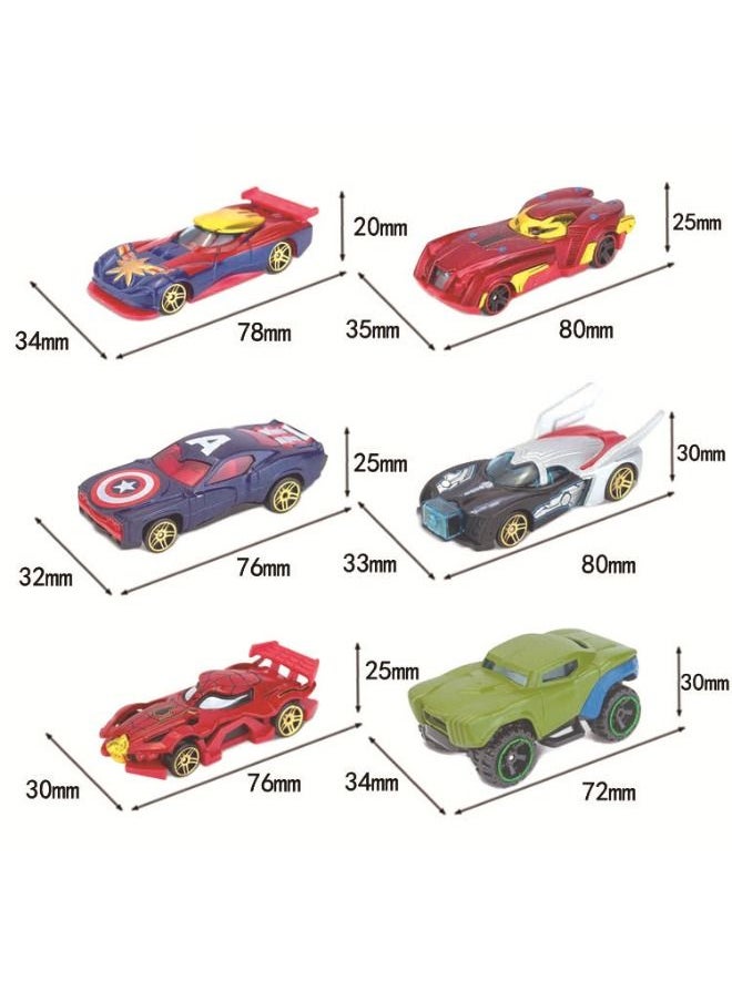 Marvel Heroes 6-Pack Marvel Avengers Series Alloy Toy Car, Superhero Concept Car Model, Simulation Model Car Racing Car Toys for Children Gift Collectible  - Image 2