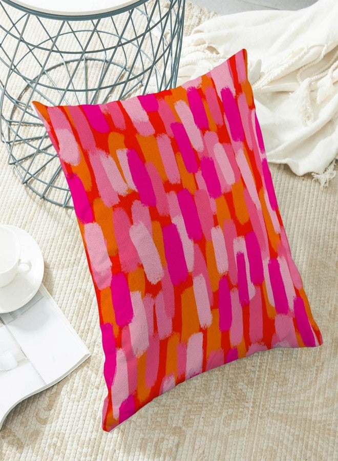 Sorktse Hot Pink Orange Paint Brush Pillow Covers 18 x 18 Inch Set of 2 Aesthetic Throw Pillows Outdoor Decorative Trendy Funky Dormitory Preppy Pillowcases Linen Cushion Cases for Bed Sofa Couch College - Image 4