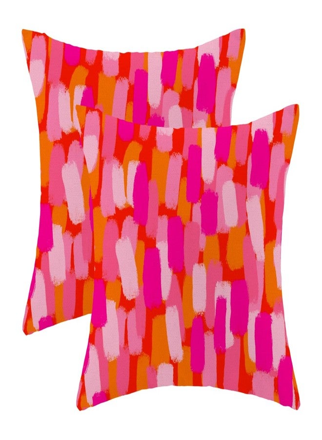 Sorktse Hot Pink Orange Paint Brush Pillow Covers 18 x 18 Inch Set of 2 Aesthetic Throw Pillows Outdoor Decorative Trendy Funky Dormitory Preppy Pillowcases Linen Cushion Cases for Bed Sofa Couch College - Image 1