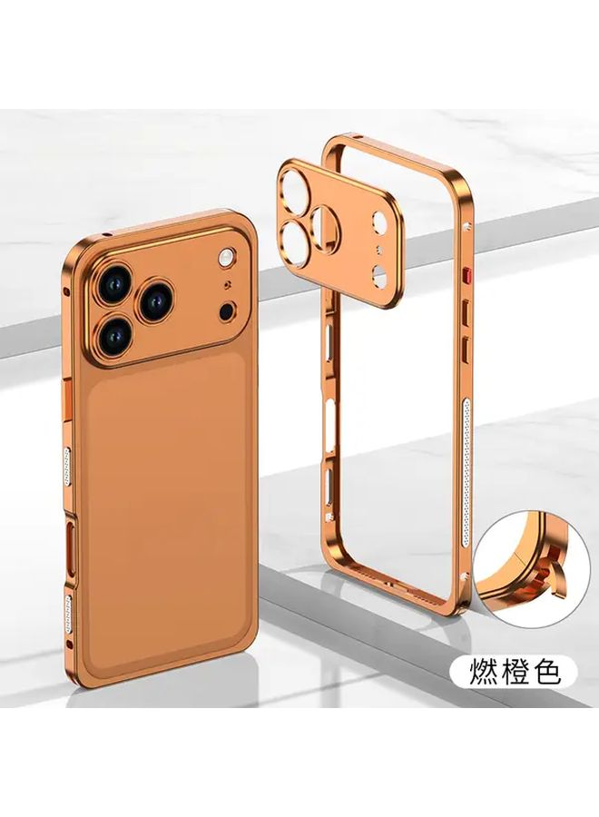 Orange Metal Frame Phone Case For IPhone 17 Air Hollow Design Heat Dissipation Lightweight Protection - Image 1