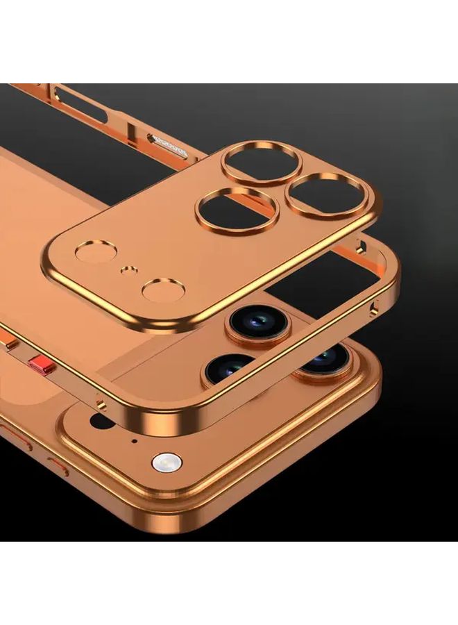 Orange Metal Frame Phone Case For IPhone 17 Air Hollow Design Heat Dissipation Lightweight Protection - Image 5