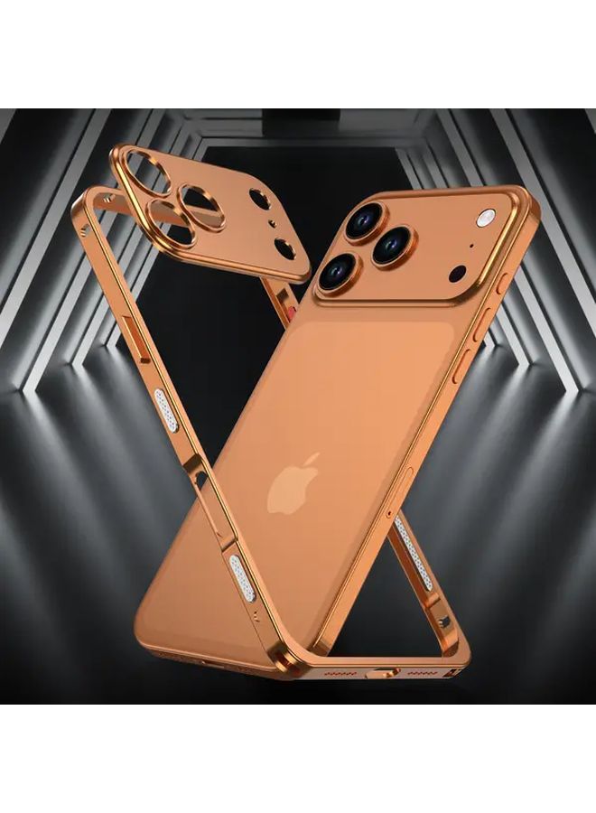 Orange Metal Frame Phone Case For IPhone 17 Air Hollow Design Heat Dissipation Lightweight Protection - Image 3