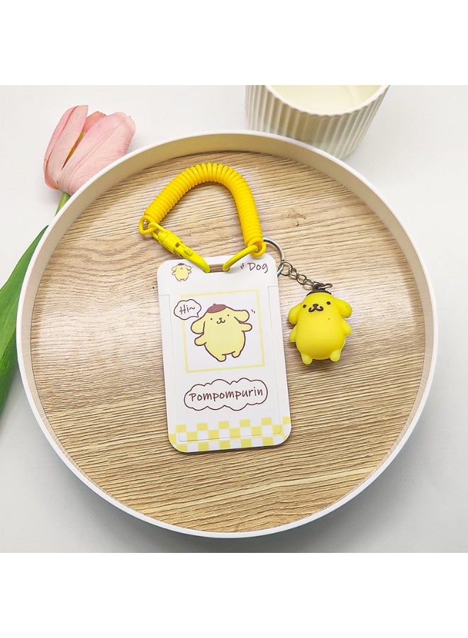 NIBEMINENT 1 - Piece Pudding Dog Kpop Photo Card Holder Pendant Key Chain ID Badge Holder ID Card Holder Photo Card Protector for School ID Office ID Access Card for Women Girls - Image 1