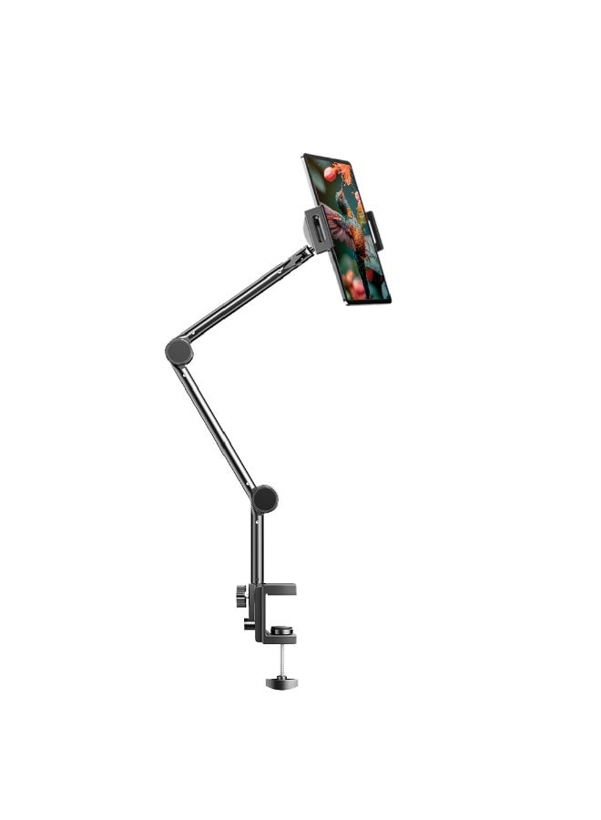 Trands Octo Hold Bed & Desk Mount Holder with Multi-Axis Adjustable Aluminium Arms, 360° Rotating Spiral Lock Clamp for 4.5-13.5" Phones & Tablets - TR-HO5841 - Image 1