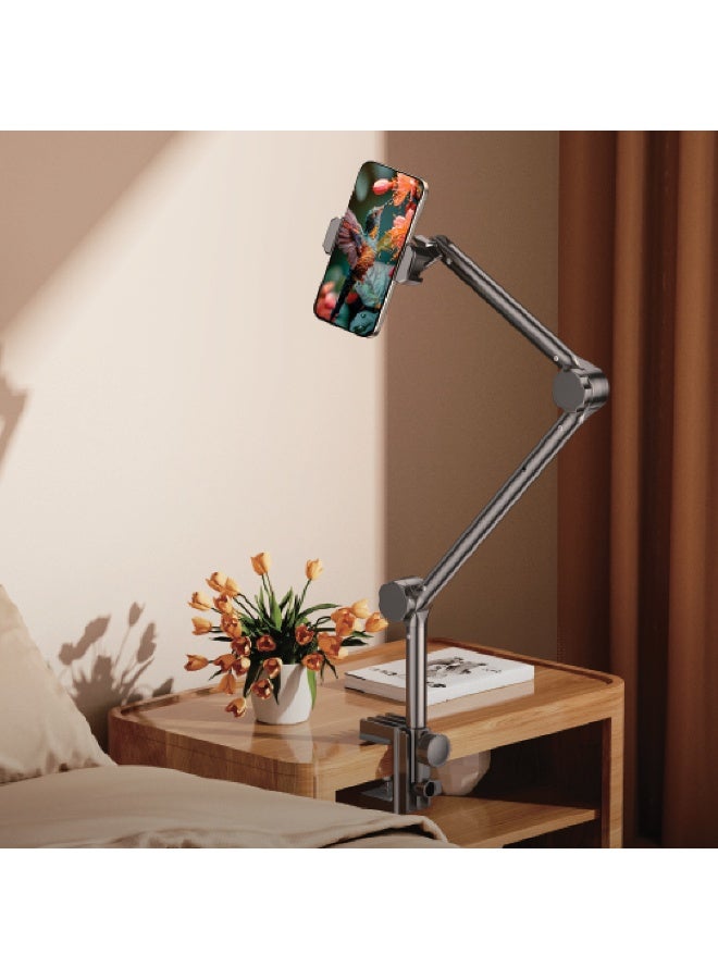 Trands Octo Hold Bed & Desk Mount Holder with Multi-Axis Adjustable Aluminium Arms, 360° Rotating Spiral Lock Clamp for 4.5-13.5" Phones & Tablets - TR-HO5841 - Image 2