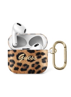 Guess Airpods 3 TPU Shinny Leopard Case, Scratch & Drop Resistant, 360 Protection, Easy to Install and Effectively Absorbs Shock - Gold