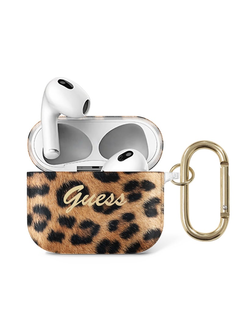GUESS - Guess Airpods 3 TPU Shinny Leopard Case, Scratch & Drop Resistant, 360 Protection, Easy to Install and Effectively Absorbs Shock - Gold - Image 1
