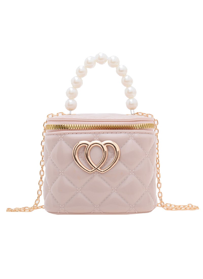Generic Fashionable 2024 New Childrens Handbag Pearl Small Size Womens Backpack Spring Summer Jelly Makeup Bag Motorcycle Equipment Ac Apricot 
