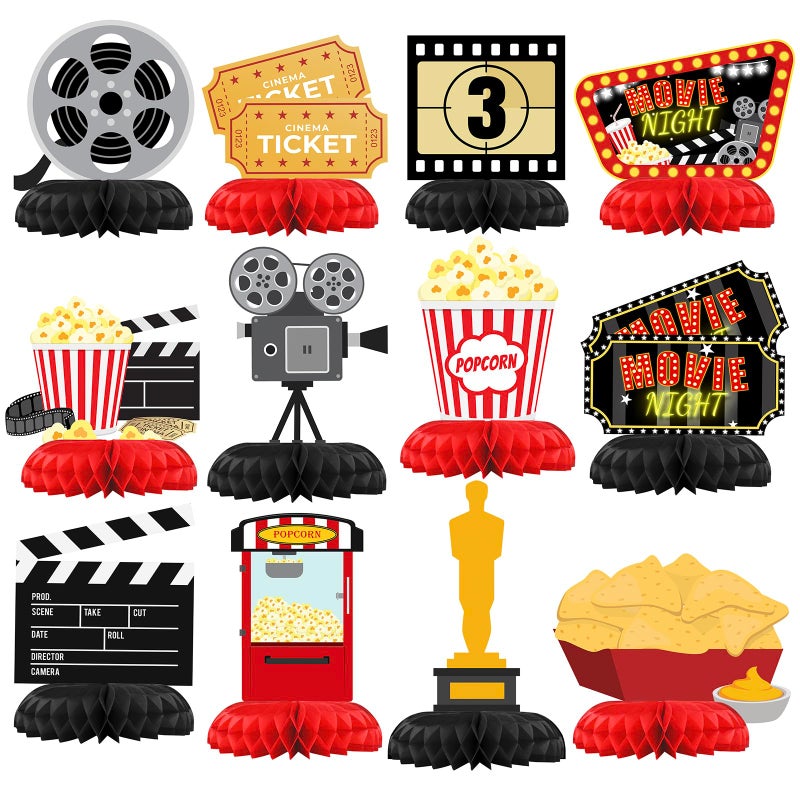HaPiBiDesign Movie Night Party Decorations Honeycomb Centerpieces for Movie Night Birthday Decor Movie Night Table Decoration for Kids Movie Night Theme Dcor - Image 2