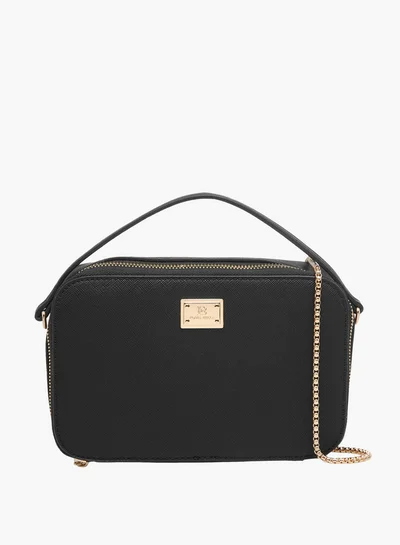 Flora Bella By Shoexpress Textured Crossbody Bag with Chain Strap and Zip Closure