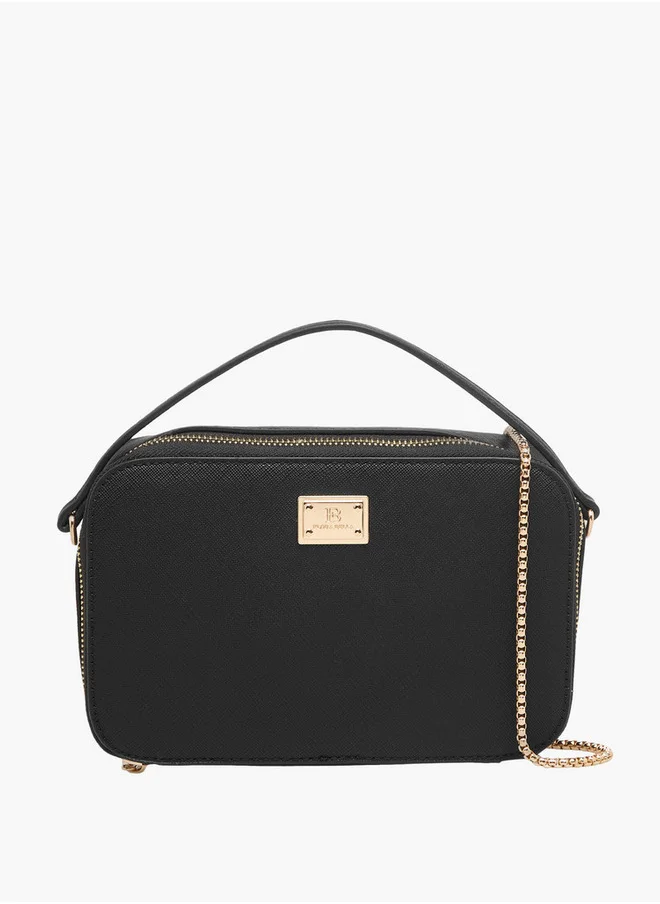 Flora Bella By Shoexpress Textured Crossbody Bag with Chain Strap and Zip Closure