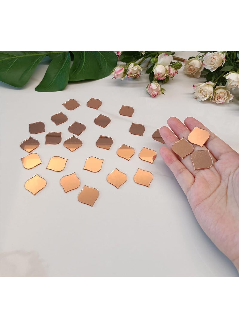MEYA Set of 100 Arabesque Glass Mirror MosaicMosaic SuppliesCraft SuppliesMosaic Part Real Glass Mirrors Rose Gold Mirror  - Image 2