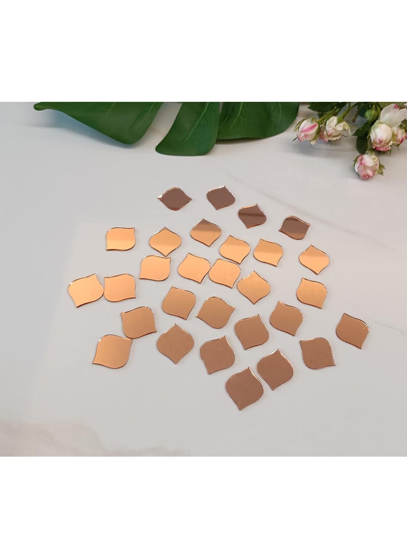MEYA Set of 100 Arabesque Glass Mirror MosaicMosaic SuppliesCraft SuppliesMosaic Part Real Glass Mirrors Rose Gold Mirror  - Image 1