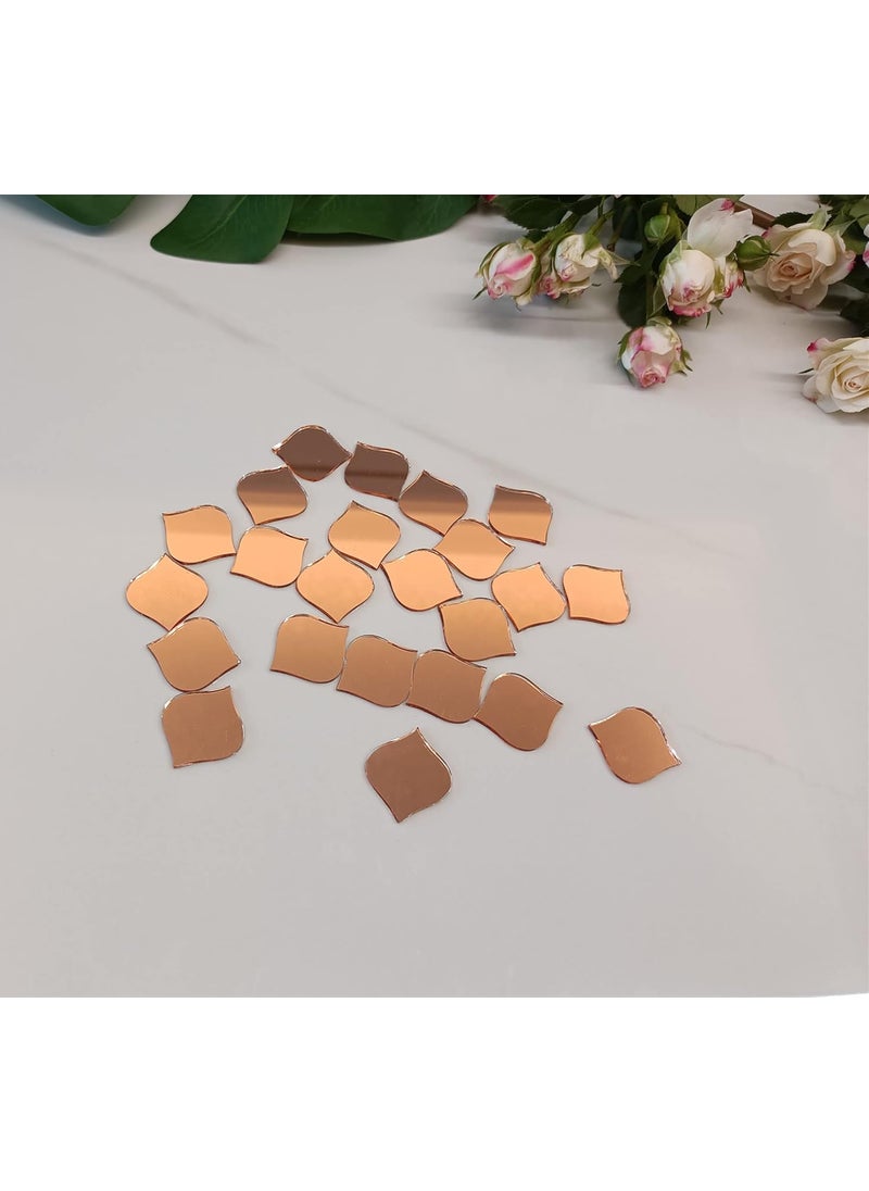 MEYA Set of 100 Arabesque Glass Mirror MosaicMosaic SuppliesCraft SuppliesMosaic Part Real Glass Mirrors Rose Gold Mirror  - Image 3