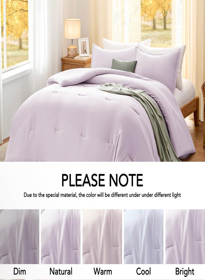 Quataly Queen Comforter Set Light Purple,3PCS Soft Lightweight Breathable Bedding Comforter for All Season, Queen Size(90''×90'' Comforter & 2 Pillowcases) - Image 5
