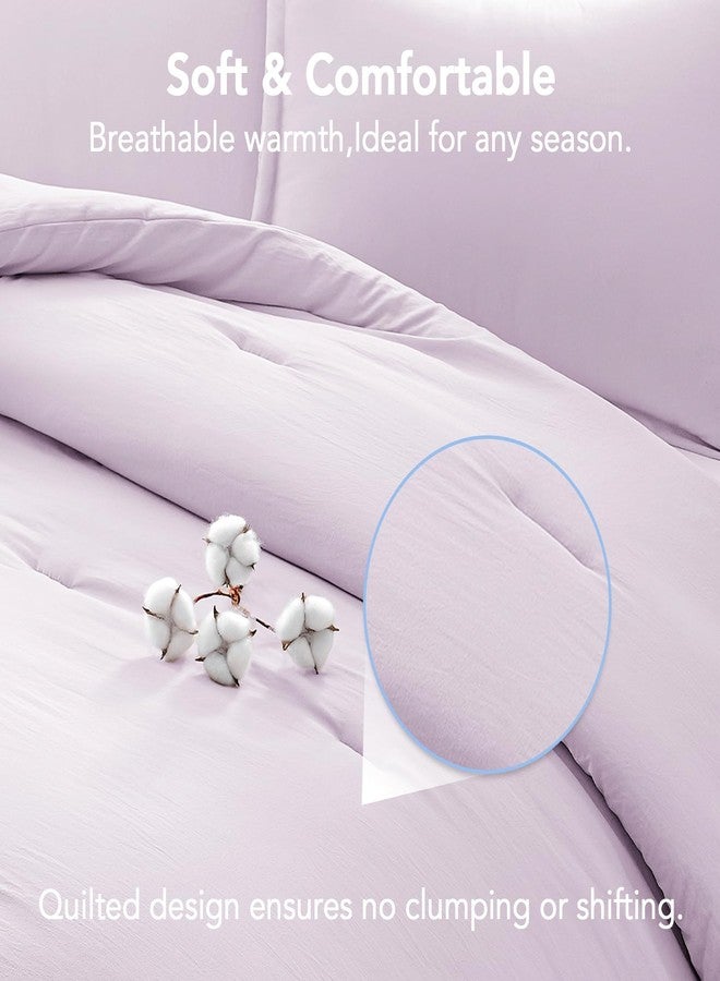 Quataly Queen Comforter Set Light Purple,3PCS Soft Lightweight Breathable Bedding Comforter for All Season, Queen Size(90''×90'' Comforter & 2 Pillowcases) - Image 4