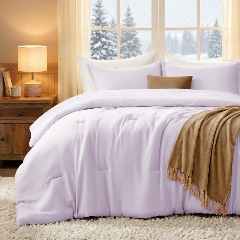 Quataly Queen Comforter Set Light Purple,3PCS Soft Lightweight Breathable Bedding Comforter for All Season, Queen Size(90''×90'' Comforter & 2 Pillowcases) - Image 1