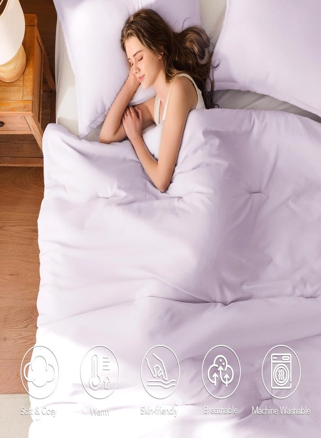 Quataly Queen Comforter Set Light Purple,3PCS Soft Lightweight Breathable Bedding Comforter for All Season, Queen Size(90''×90'' Comforter & 2 Pillowcases) - Image 2