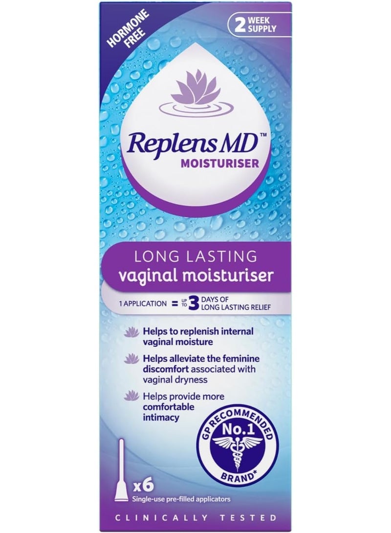 Replens Vaginal Moisturiser 2 Week Supply, Pack of 6 - Image 1