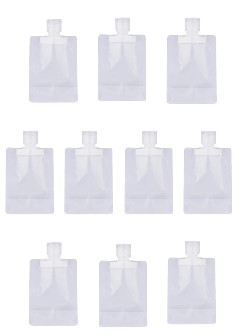 HEVASNEK 10 PCS Travel Squeeze Bottles Set 100ml Leakproof Clamshell Pouches for Toiletries Lotion Shampoo Hand Wash Refillable Travel Containers - Image 1