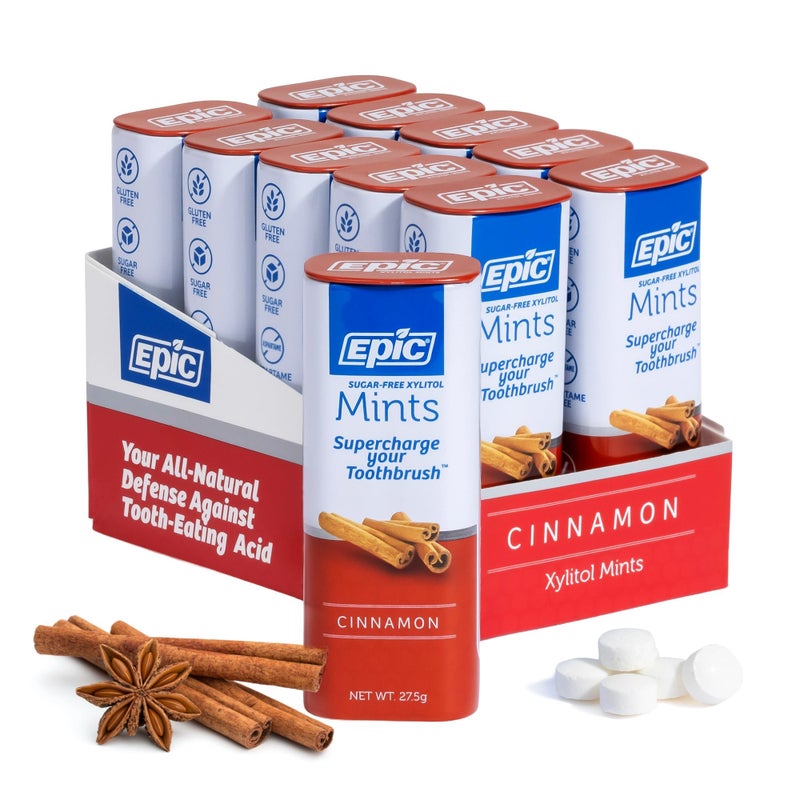 Epic 100% Xylitol Mints - Aspartame Free, Sugar Free - Cinnamon Flavored Mints, 55 Pieces (Pack of 10) - Image 1