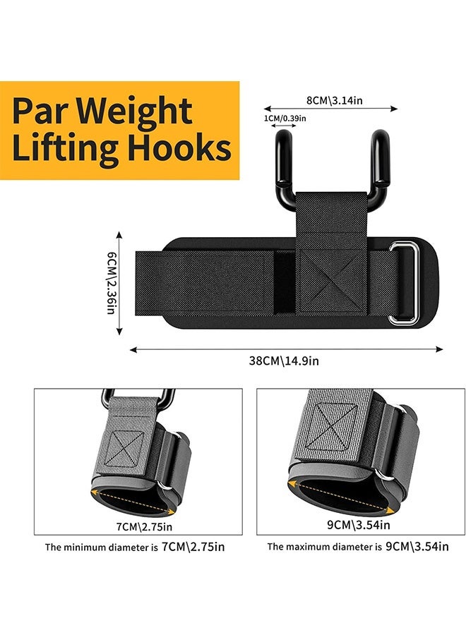 MXN 2 Pcs Weight Lifting Hooks - Heavy Duty Lifting Wrist Straps - Heavy Duty Pull-Up Assist Grips for Deadlifts Pull Ups Shrugs Weightlifting Hooks Gym Gloves for Men and Women (Black) - Image 2