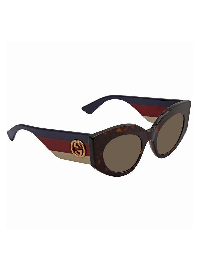 Gucci Women Havana Cat Eye Sunglasses with Brown lenses GG0275S-002 50mm