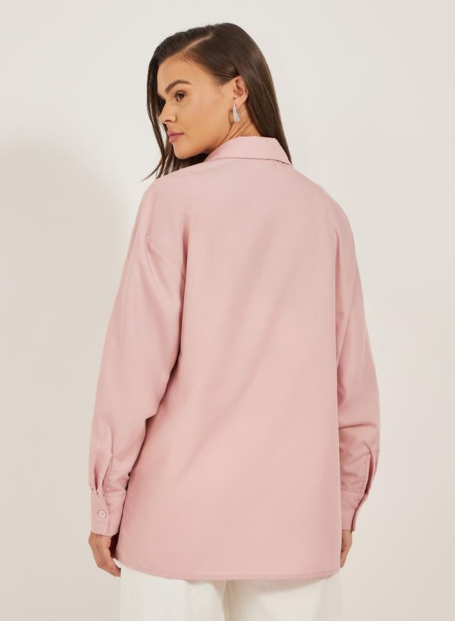 Styli Styli Embellished Longline Oversized Shirt  - Image 5