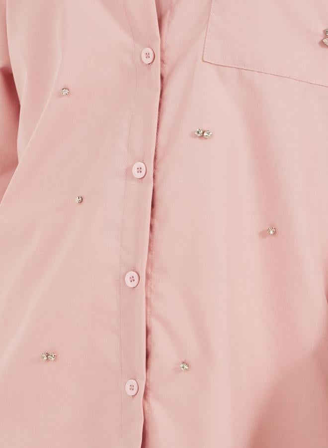Styli Styli Embellished Longline Oversized Shirt  - Image 4