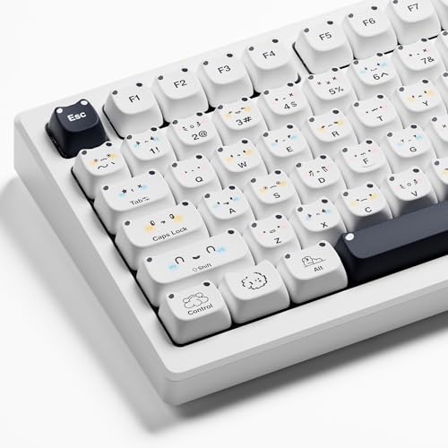 GMKWTL XVX Cute PBT Keycaps, Mao Profile White Puppies Keyboard Keycaps, 154 Keys Keycap Sets with Transparent Key caps Compatible with 65% 75% 96% 100% Cherry Gateron MX Switches Mechanical - Image 1